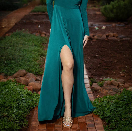 Long Flare Skirt With Slit