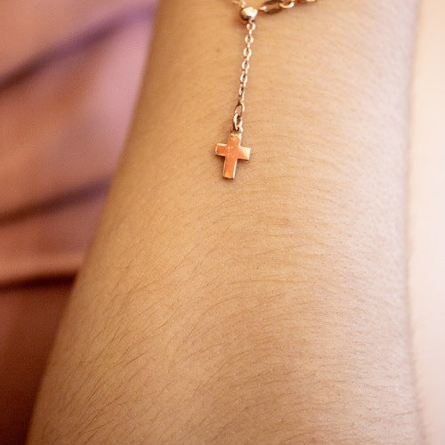Small cross Rose Gold adjustable bracelet