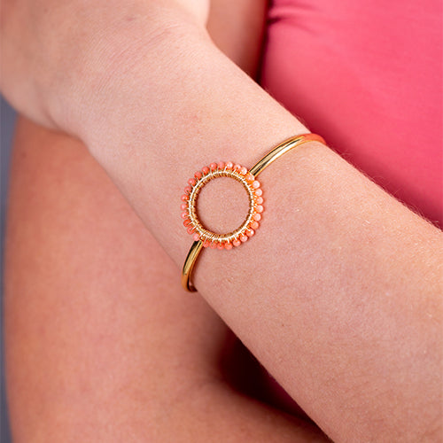 Coral gold plated bangle
