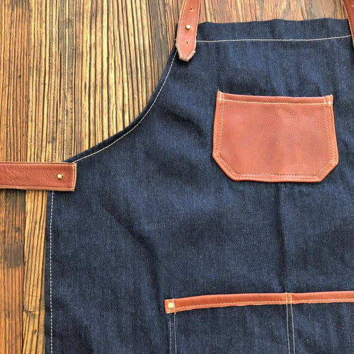 Denim and leather Apron
