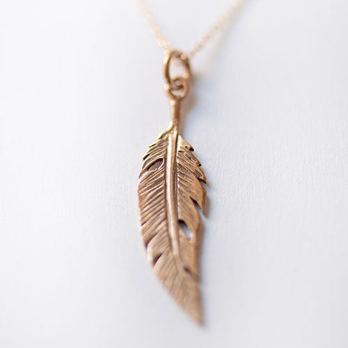 Rose Gold Medium Feather Charm