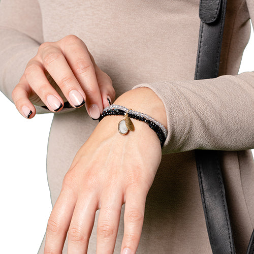 Black and grey stretch bracelet