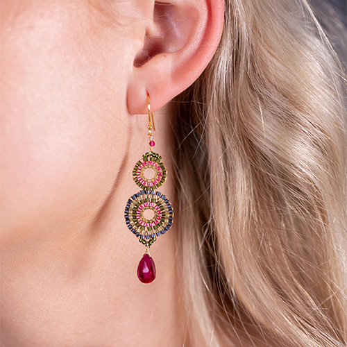 Double circle purple earrings