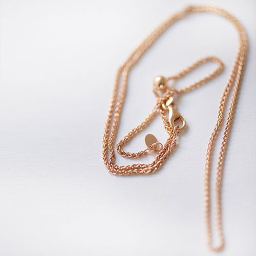 Rose Gold Plated Oval Rollo 80cm adjustable chain slider