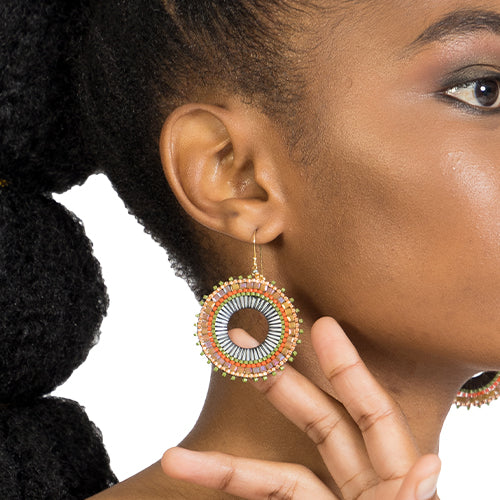 Large Miyuki Glass seed bead Disc Earrings