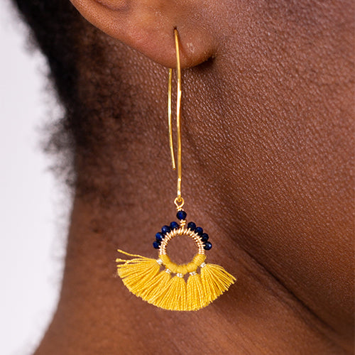 Mustard tassel earring