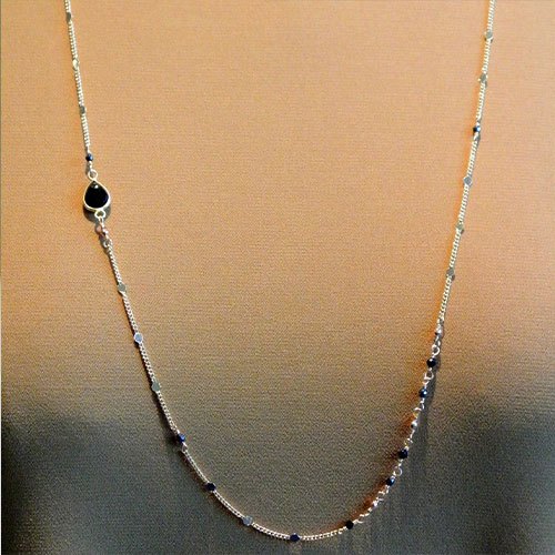 Chain Necklace with Onyx & Pirate with a Hematite Bezel