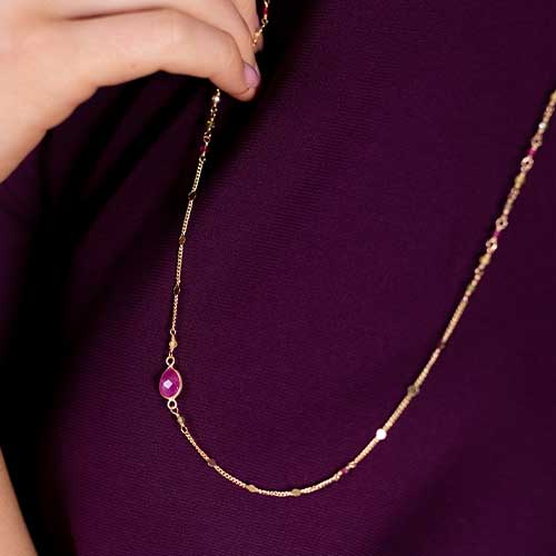 Water tourmaline wrapped necklace with fuscia pink