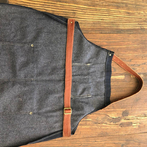 Denim and leather Apron