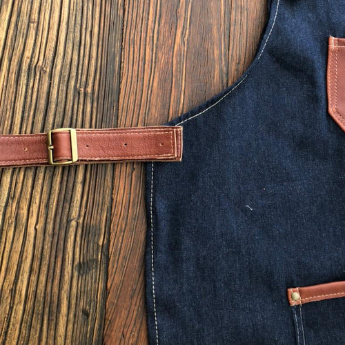 Denim and leather Apron