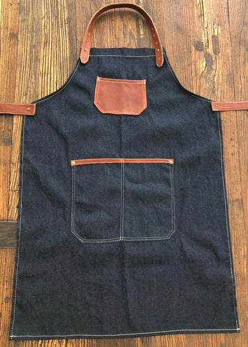 Denim and leather Apron