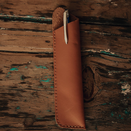 Leather pen sleeve